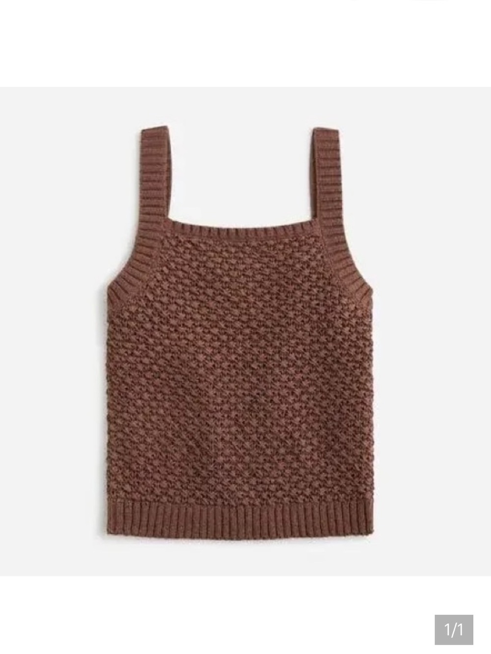 NWOT J. Crew - Basket Stitch Crochet Square Neck Tank in Chocolate Brown - L